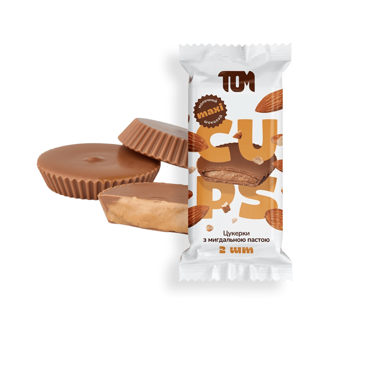 Maxi Cups milk chocolate with almond butter, 2pcs